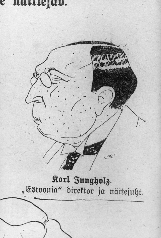 foto, Parikas, Karl Jungholz, repro klaasnegatiivil kaasaegsest karikatuurist, 1919