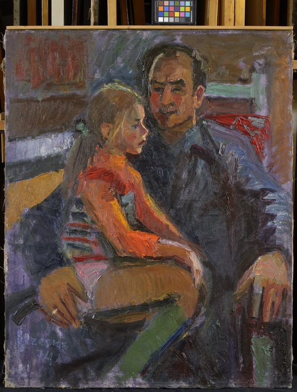 maal. Irina Bržeska: Georg Ots, tütrega Marianne Ots. 1974
