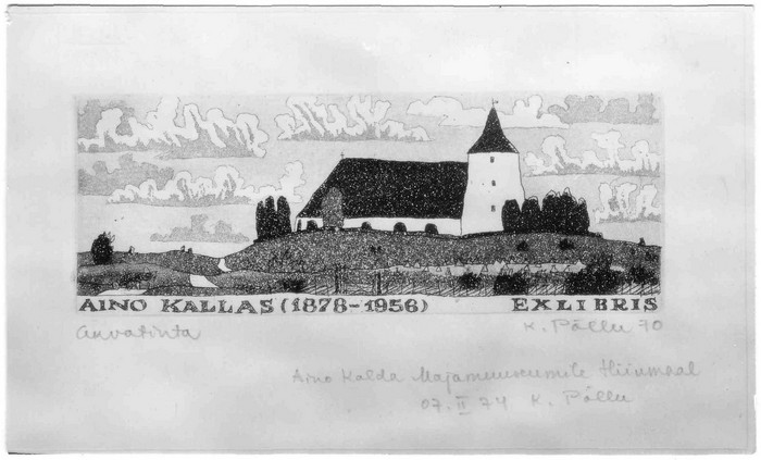 Fotokoopia. Kaljo Põllu eksliibris: Aino Kallas (1878-1956)