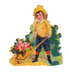 Kleepspilt, poiss lillekäruga