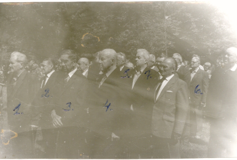 Foto. P. Läti, F. Mihkelson, A. Metsis, P. Ääremaa, A. Kotkas, E. Raudsepp, J. Keskküla Lihula Vabadussamba avamisel 1993. Eesti Sõjameeste Lõuna-Läänemaa Ühendus.