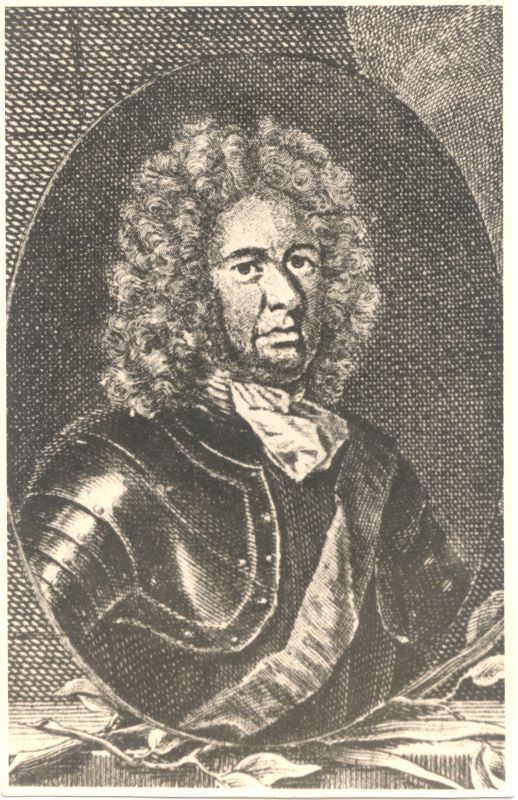 Foto. Bauer, Felix Rudolf, Vene ratsaväe kindral, 1710. a. vallutas Haapsalu, Pärnu. Fotokoopia rinnaportreest.