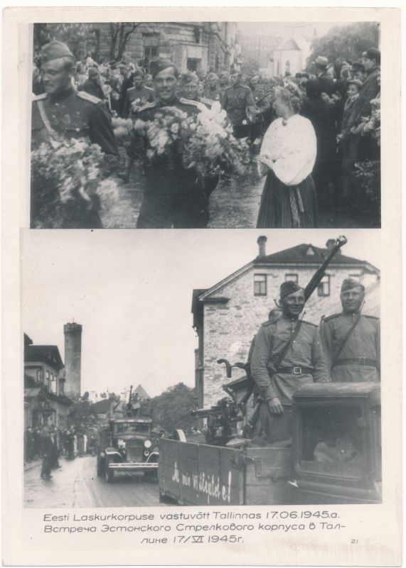 Foto. Eesti Laskurkorpuse vastuvõtt Tallinnas. 17.06.1945.