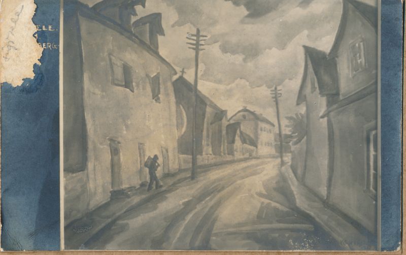 Foto. Akvarell "Sügisele", tänav Haapsalust, 1921,
Foto Roman Haavamägi