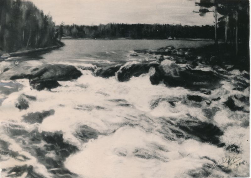 Fotokoopia. Ants Laikmaa maal "Vallinkoski", pastell. 1908. koopia.