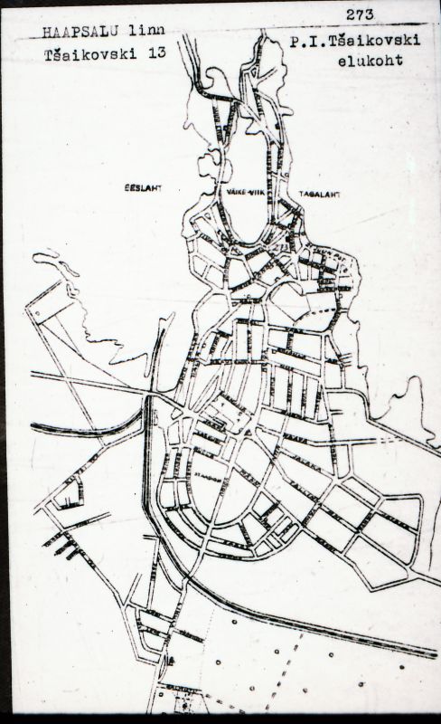 Negatiiv. Haapsalu. Tšaikovski 13. P. Tšaikovski elukoht.
Ü.p. 1976.