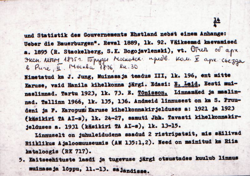 Negatiiv.  Linnuse. Linnamägi.
Ü.p. 1976.