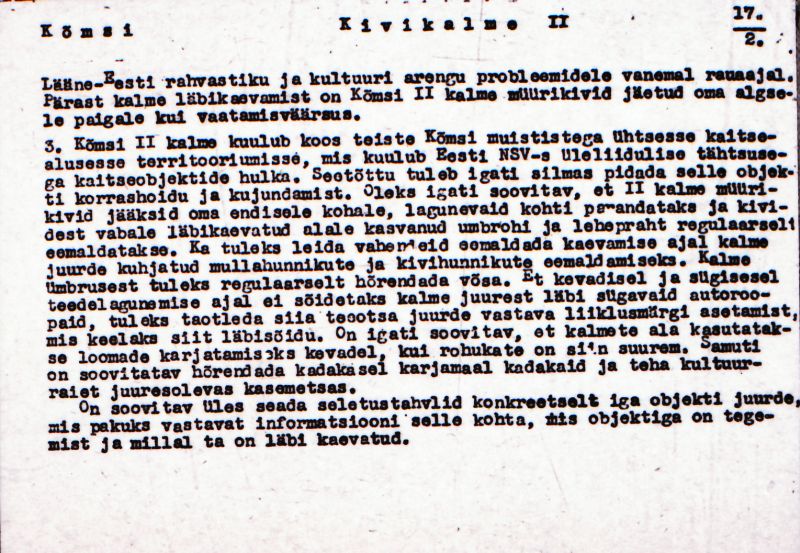 Negatiiv.  Kõmsi. Kivikalme II.
Ü.p. 1976.