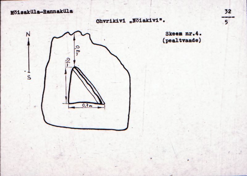 Negatiiv.  Mõisaküla. Rannaküla. Ohvrikivi. "Nõiakivi".
Ü.p. 1976.