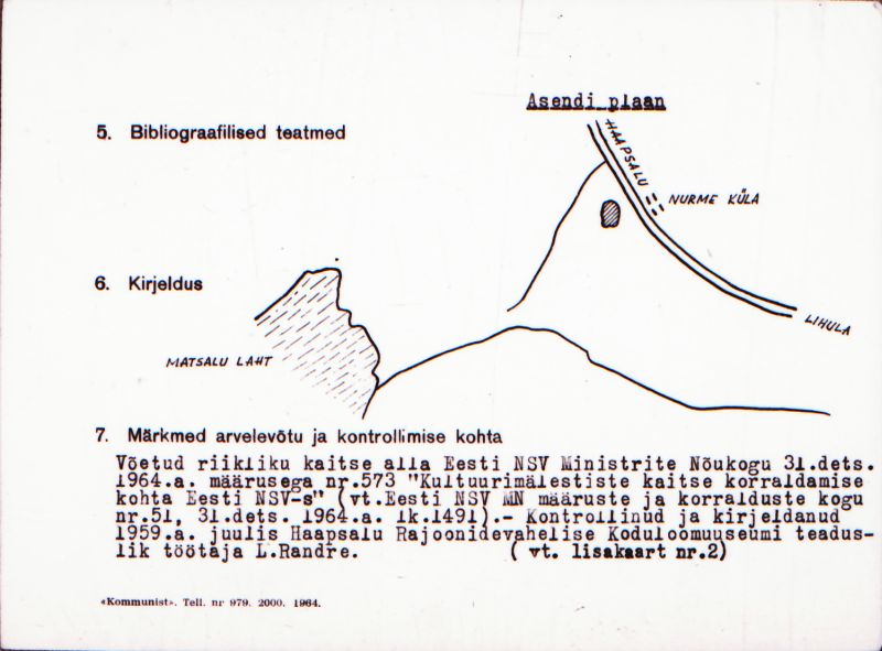 Negatiiv.  Kirna külanõukogu. Väike-Rõude. Maa-alune kalmistu.
Ü.p. 1976.