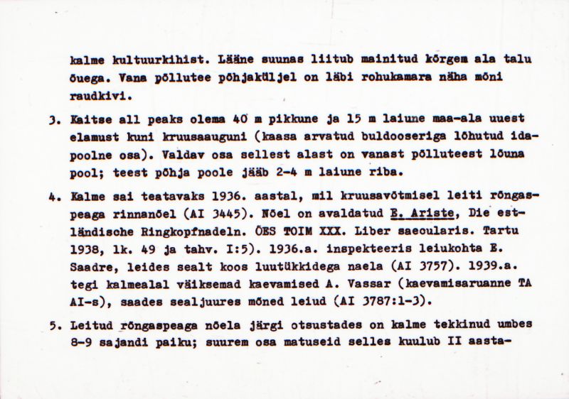 Negatiiv. Väike-Kalju. Kivikalme.
Ü.p. 1976.