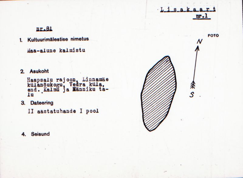 Negatiiv. Vedra. Maa-alune kalmistu.
Ü.p. 1976.