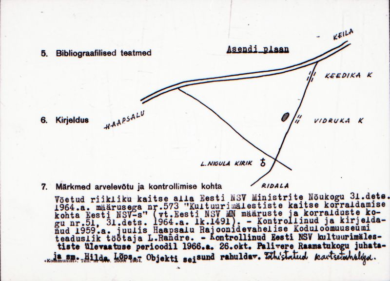 Negatiiv.  Vidruka. Kivikalme.
Ü.p. 1976.