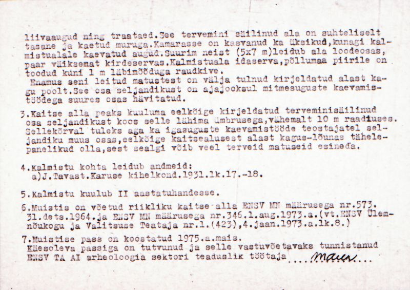 Negatiiv.  Jürise. Maa-alune kalmistu.
Ü.p. 1976.