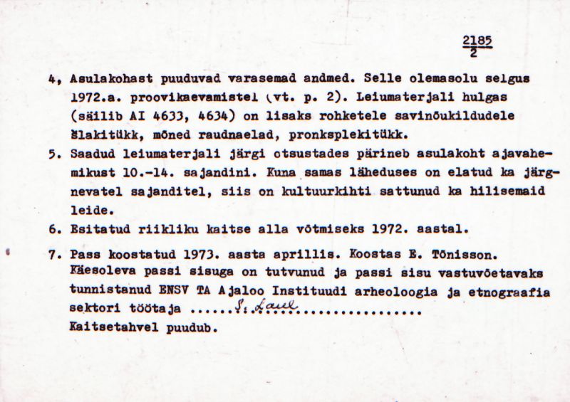 Negatiiv.  Linnuse. Asula.
Ü.p. 1976.