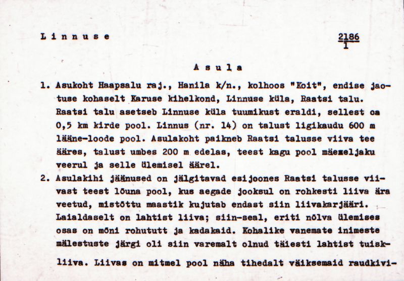 Negatiiv.  Linnuse. Asula.
Ü.p. 1976.