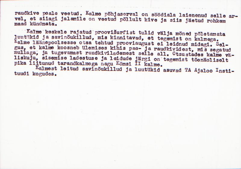 Negatiiv. Kaseküla. Kivikalme XIV.
Ü.p. 1976.