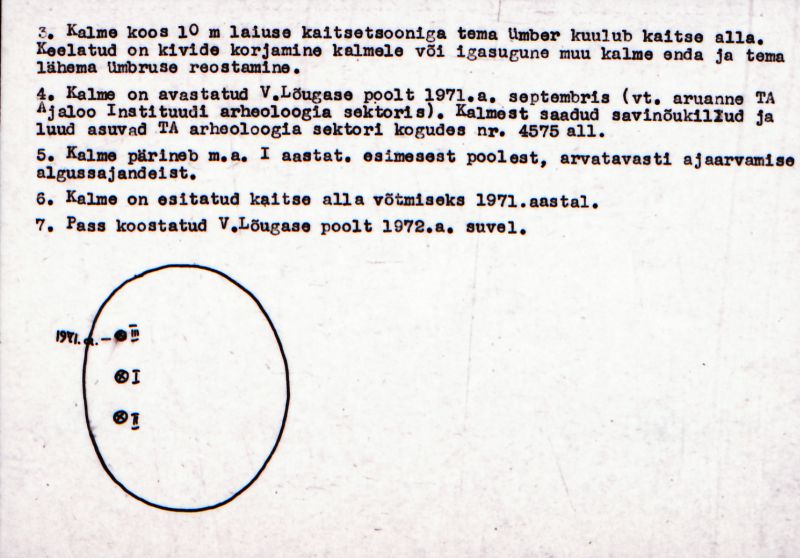 Negatiiv. UUe-Virtsu kivikalme I.
Ü.p. 1976.