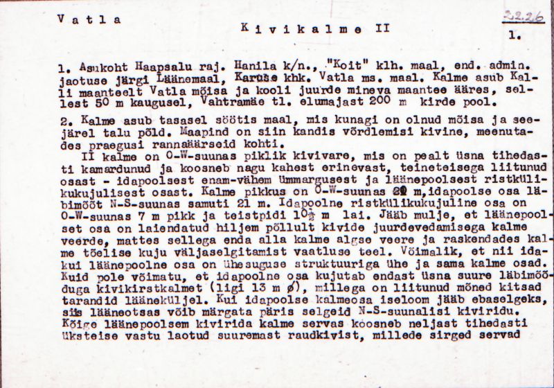 Negatiiv. Vatla kivikalme II.
Ü.p. 1976.