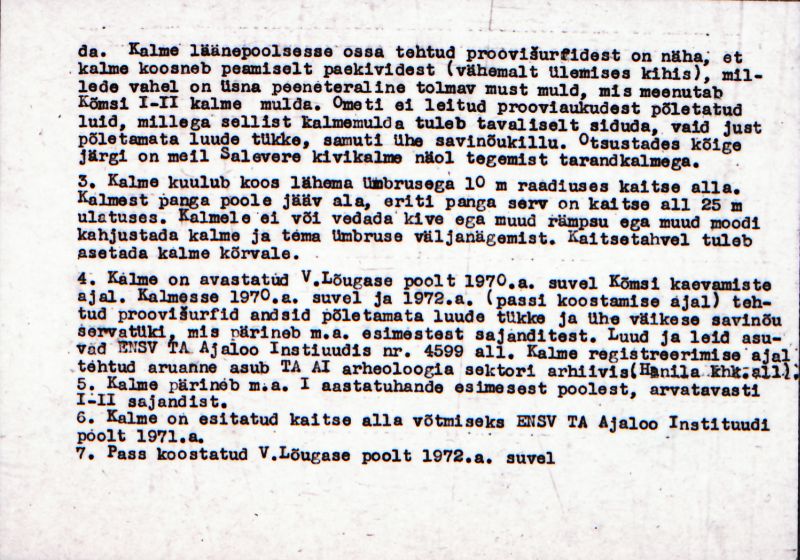 Negatiiv. Salevere kivikalme.
Ü.p. 1976.