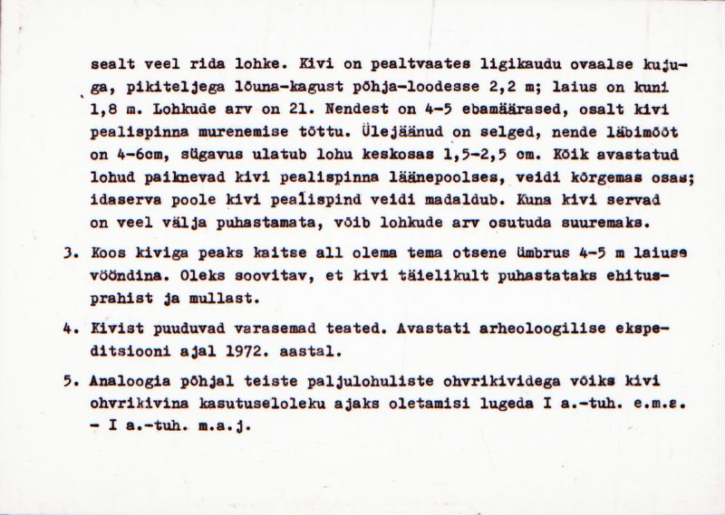 Negatiiv. Linnuse. Ohvrikivi.
Ü.p. 1976.