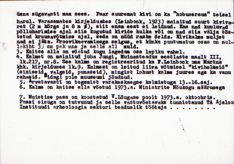 Negatiiv. Kirna. Maa-alune kalmistu ("Kalmumägi").
Ü.p. 1976.