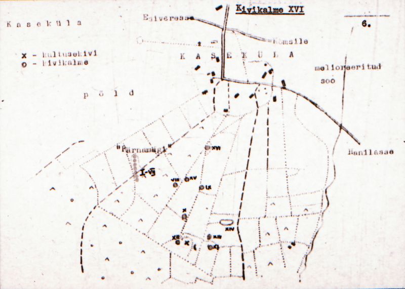 Negatiiv. Kaseküla kivikalme XVI.
Ü.p. 1976.