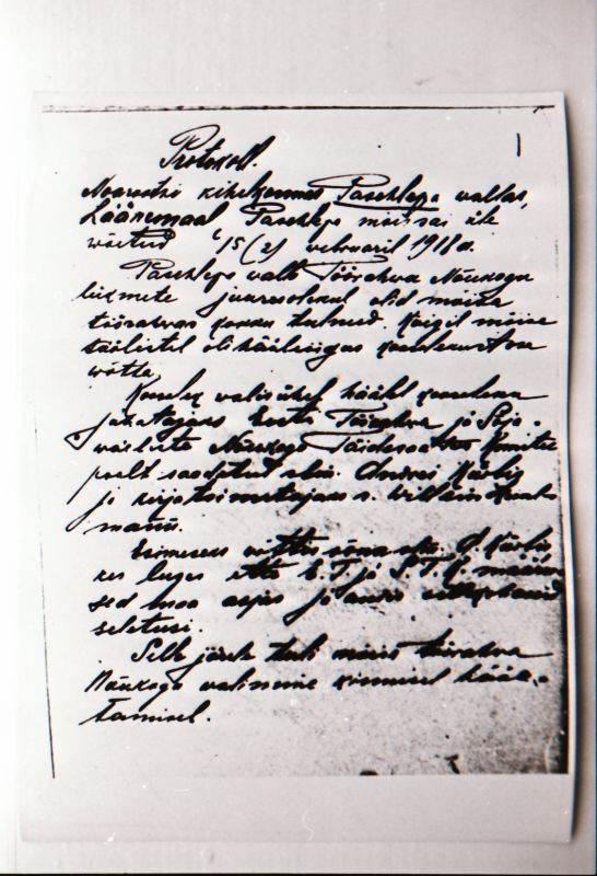 Negatiiv. 1917. a sündmusi Haapsalus ja selle ümbruses kajastav materjal. Ümberpildistus trükisest. Ümberpildistas Mihail Naumov, 1987.