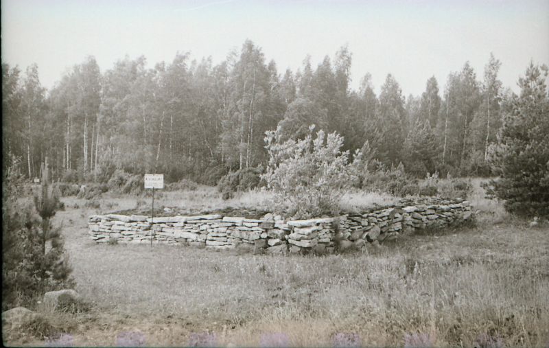 Negatiiv.  Kõmsi I tarandkalme. 19.06.1980.a.
Foto: Toivo Kempi.