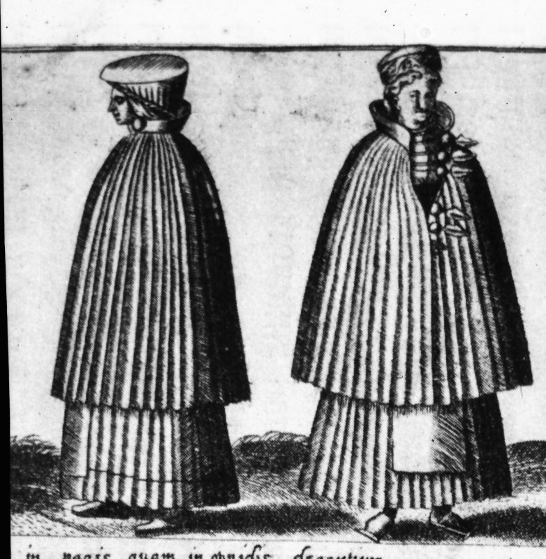 Negatiiv. Ümberpildistus raamatust. Põhja-Liivimaa naise rõivastus (linna) u 1580.