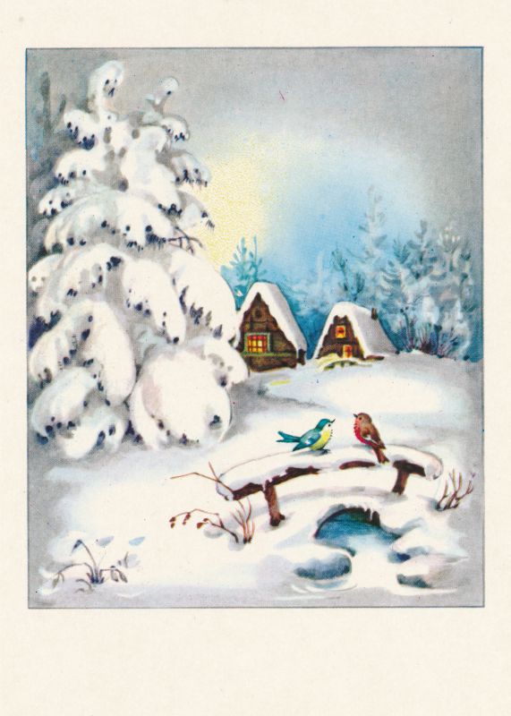 Postkaart. Mahtra muuseumi õnnitluskaart Läänemaa muuseumile jõuludeks ja uueks aastaks 1994/1995.