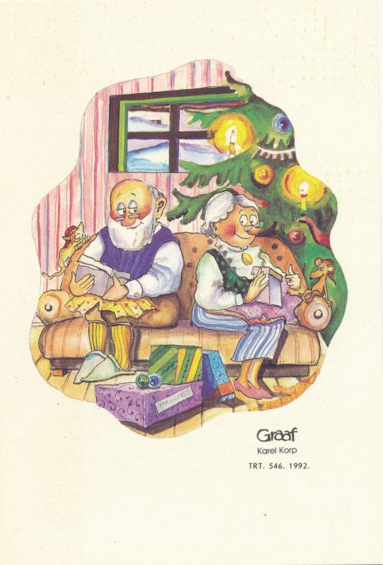 Postkaart.Viljandi muuseumi õnnitluskaart Läänemaa muuseumile jõuludeks ja uueks aastaks 1994/1995.