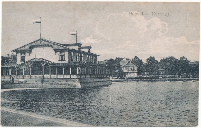 Postkaart. Haapsalu Kuursaal ja promenaad enne 1914