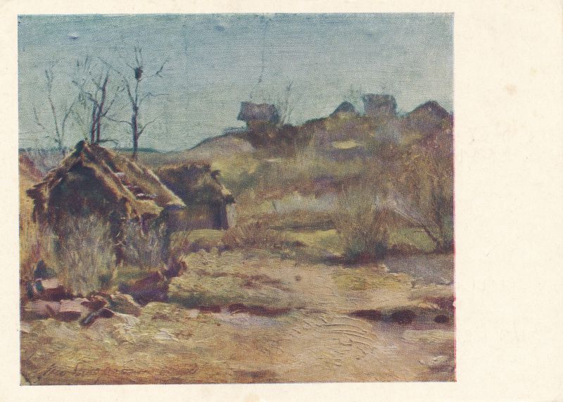 Kunstipostkaart I.I. Levitan, See oli varakevadel, kevadpühade õnnitlusega