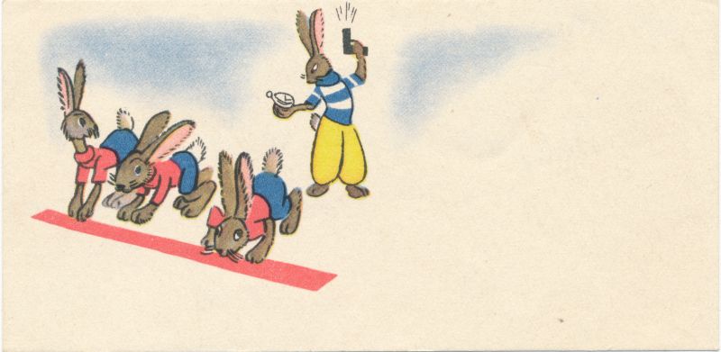 Postkaart lihavõtteõnnitlustega lastele - Jänesed