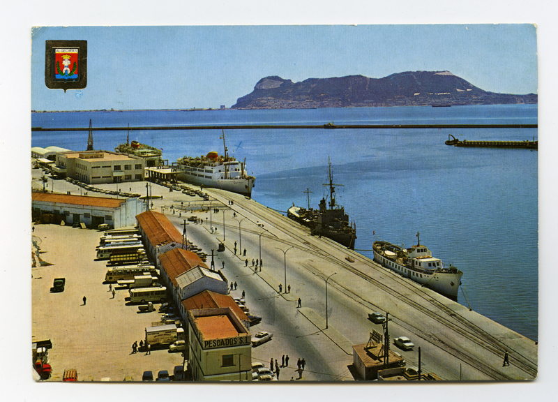 Fotopostkaart. Hispaania. Vaade Gibraltari väina ääres asuvale  Algericase sadamale