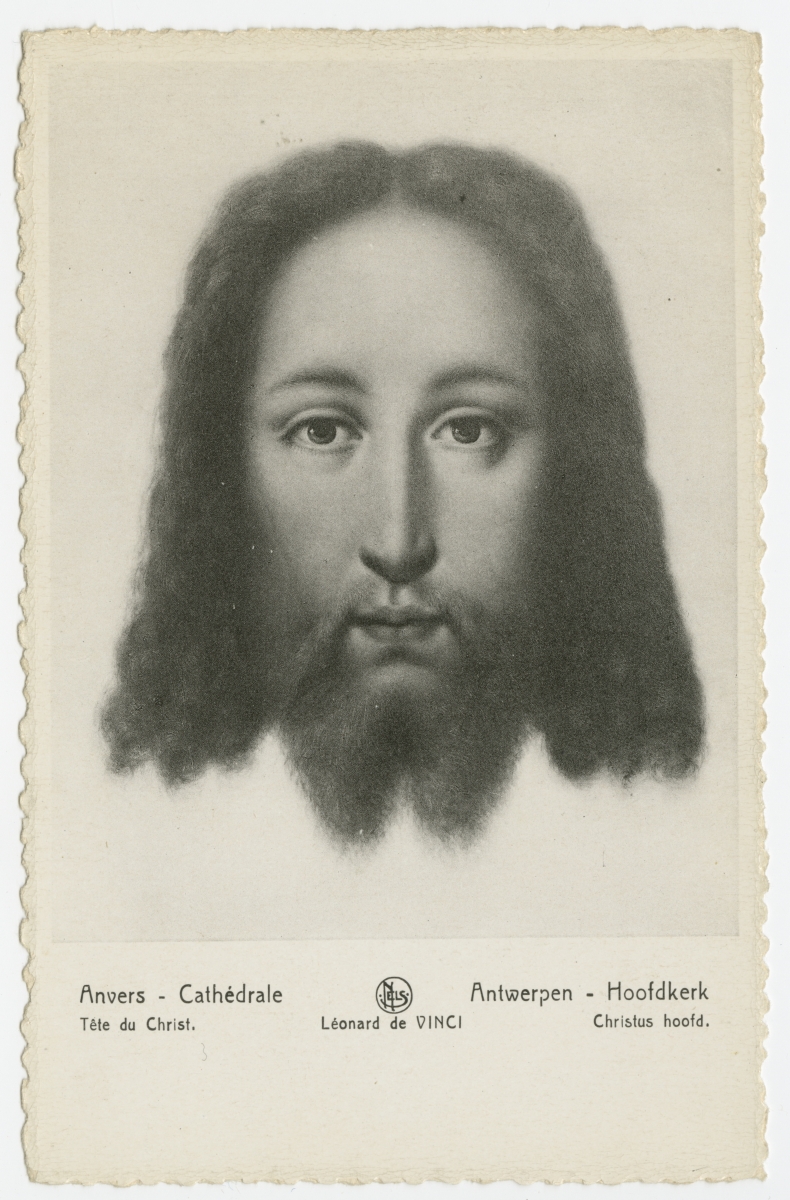 Fotopostkaart Leonardo da Vinci (1452-1519) Kristuse maalist (pea)