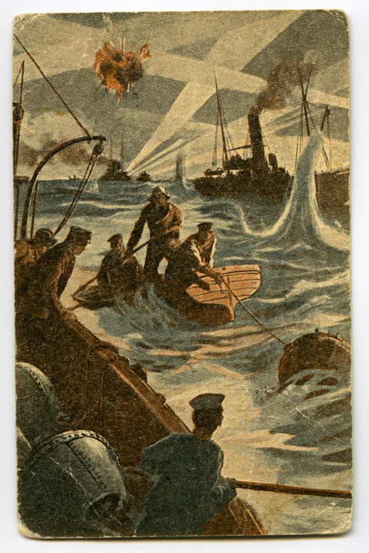 Mereväelased miine Dardanellide väinas veest välja võtmas