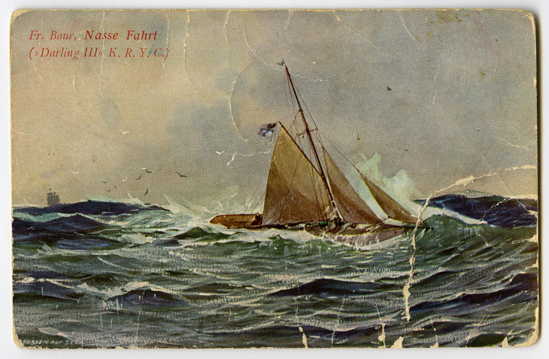 Postkaart maalist, millel on kujutatud purjelaev "Darling III"