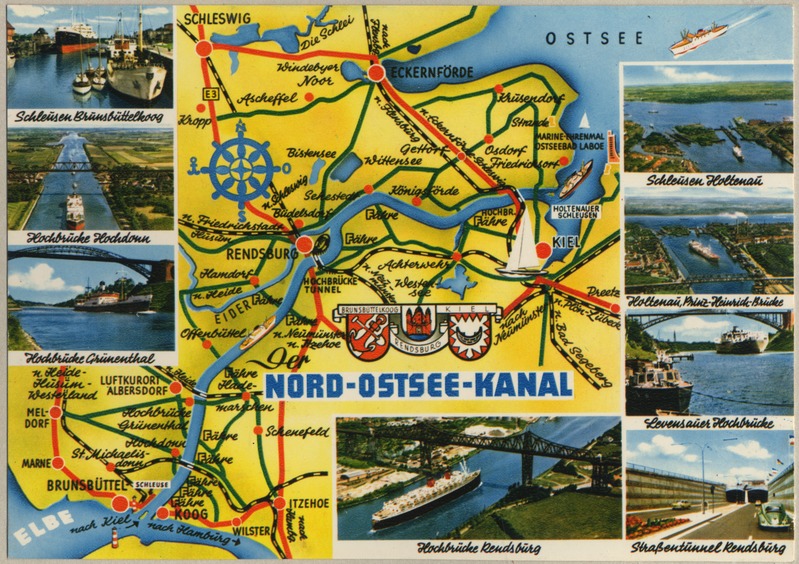 Mitmeväljaline postkaart Kieli kanali vaadetega