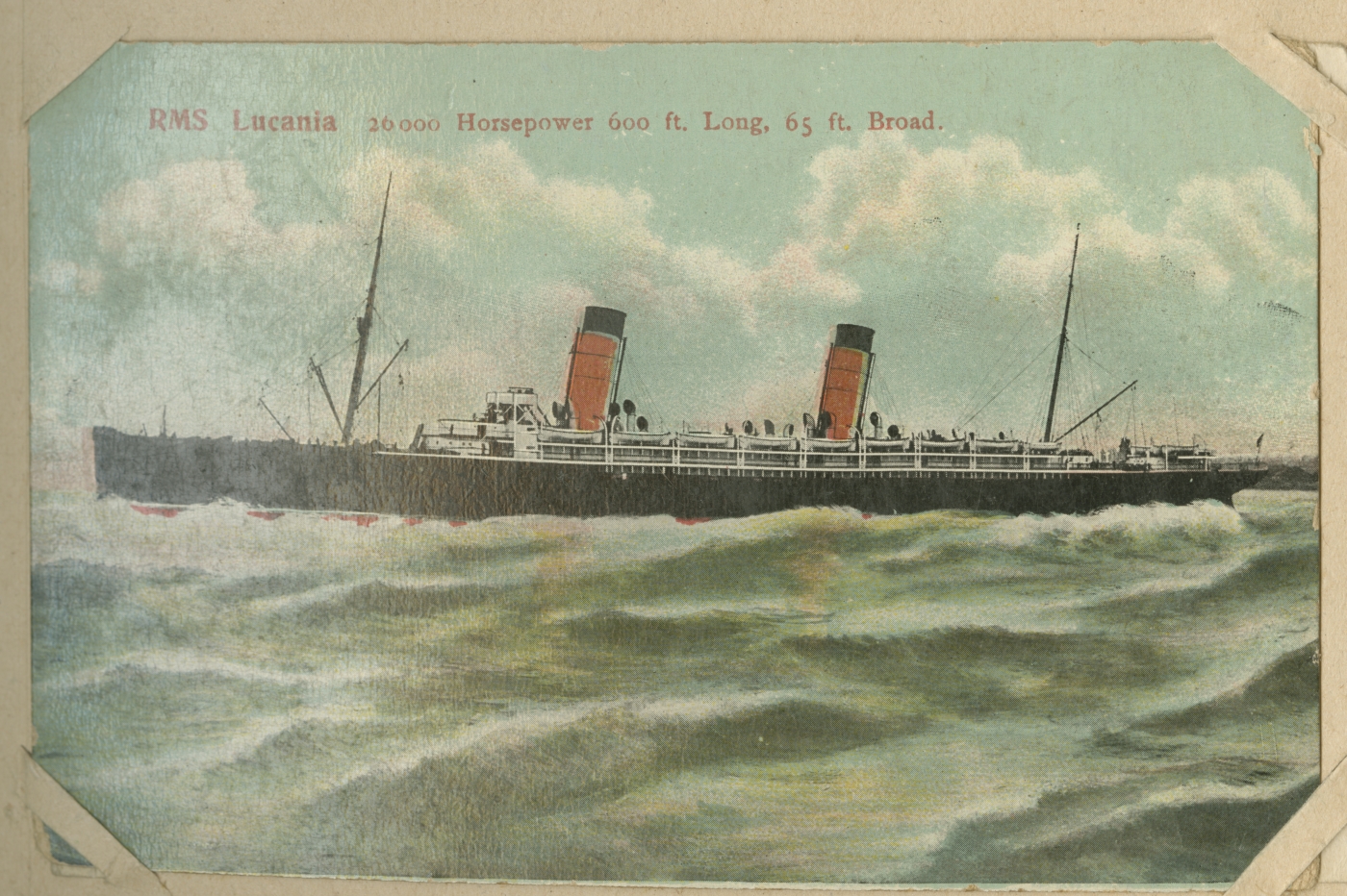 The Cunard Steam Ship Company Limited reisilaev R M S  "Lucania"