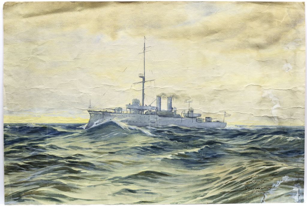 akvarell,  "Suurtükilaev Lembit"