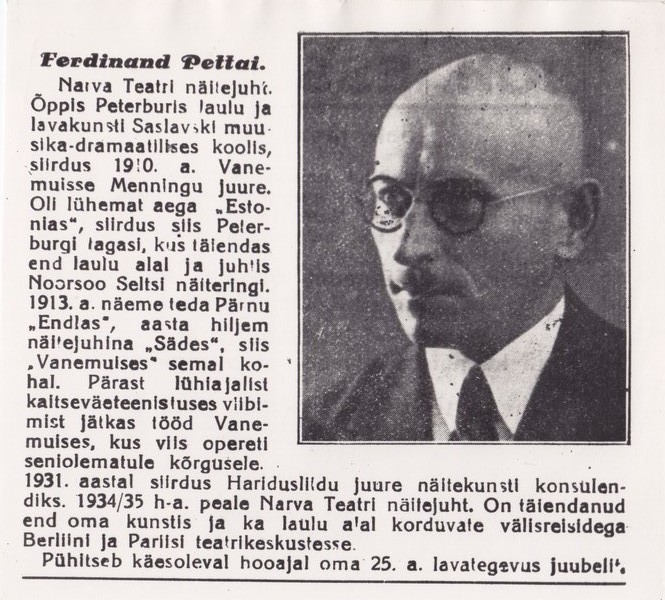 Ferdinand Pettai, Narva teatri näitejuht