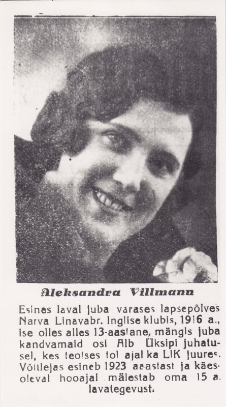 Aleksandra Villmann, Narva teatri näitleja