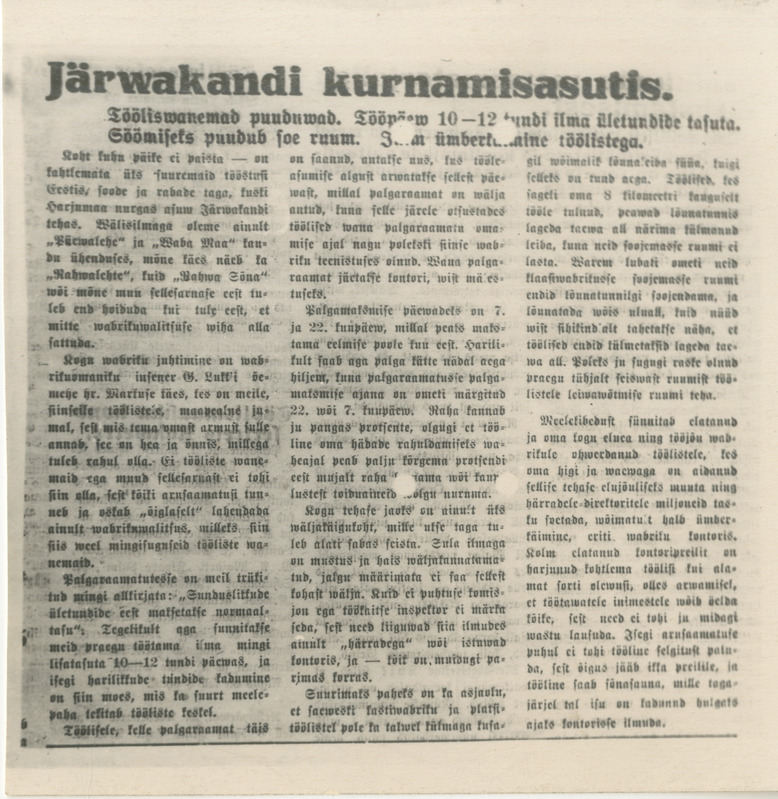 Foto. Fotokoopia. Artikkel "Järvakandi kurnamisasutis"
