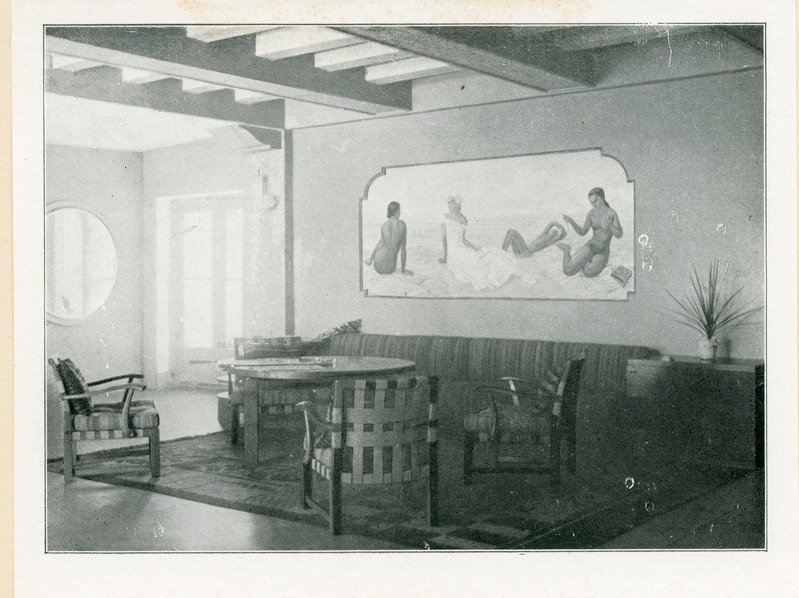 Fotopostkaart. Hall Rannahotellis. Pärnu. 1939