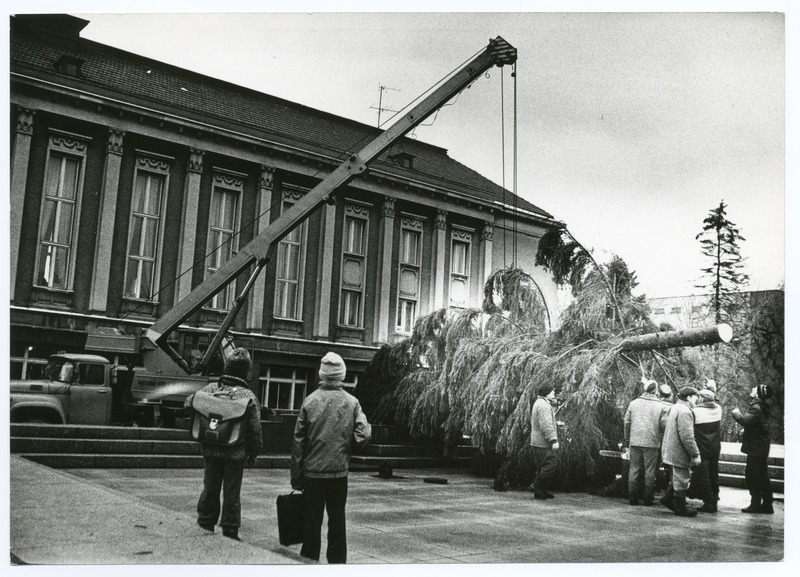 Foto. Advendikuuse püstipanek Pärnus