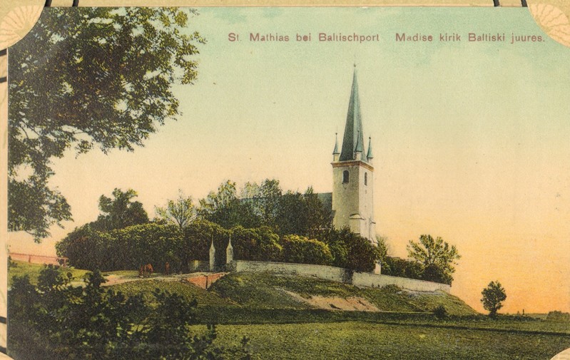 värviline postkaart, Madise kirik Baltiski juures 20.saj. alguses