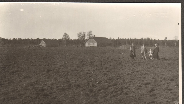 klaasnegatiiv, Kõva talu Paide lähedal, allikal naised ja laps