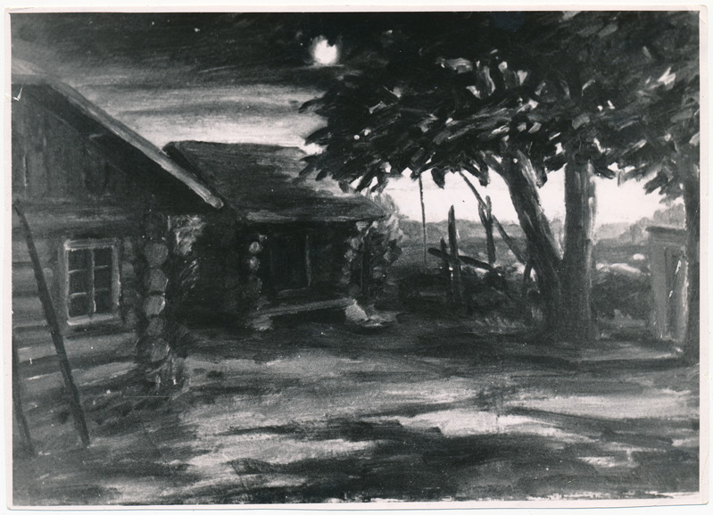 Voldemar Mölderi dekoratsioonikavand lavastusele Kirves ja kuu